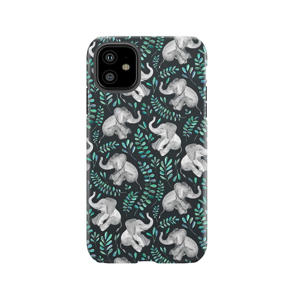 Laughing Baby Elephants & Emerald And Turquoise Tough Phone Case