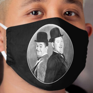 LAUREL AND HARDY. Stan Laurel and Oliver Hardy in their 1939 feature film called The Flying Deuces. Cloth Face Mask