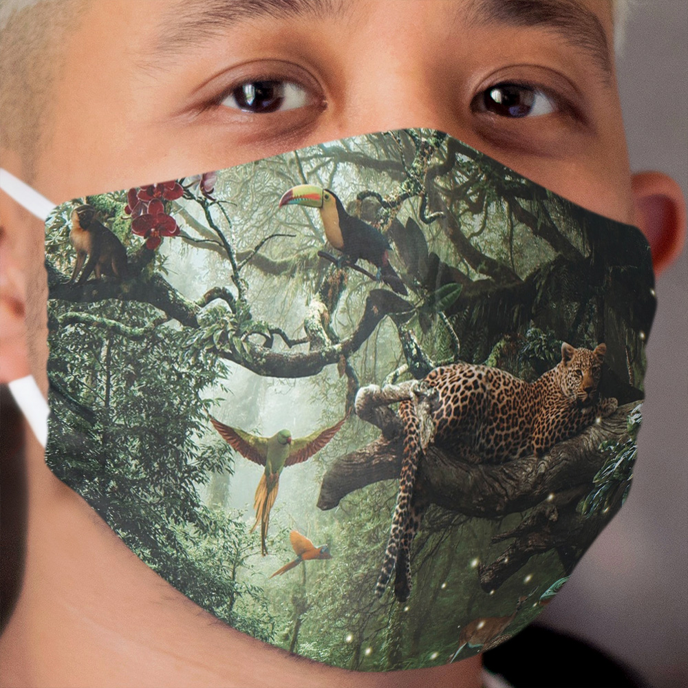 LEOPARD IN THE RAIN FOREST Cloth Face Mask