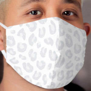 Leopard Print - Silver Gray and White Cloth Face Mask
