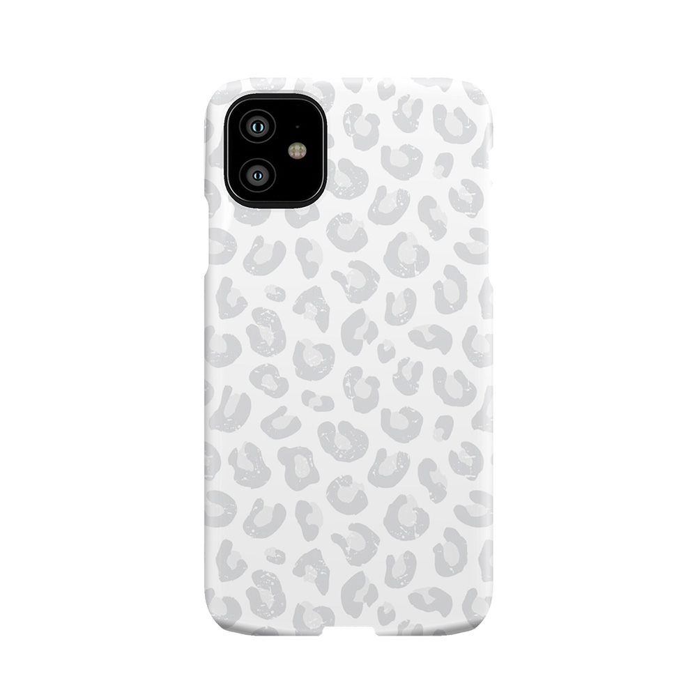 Leopard Print - Silver Gray And White Phone Case