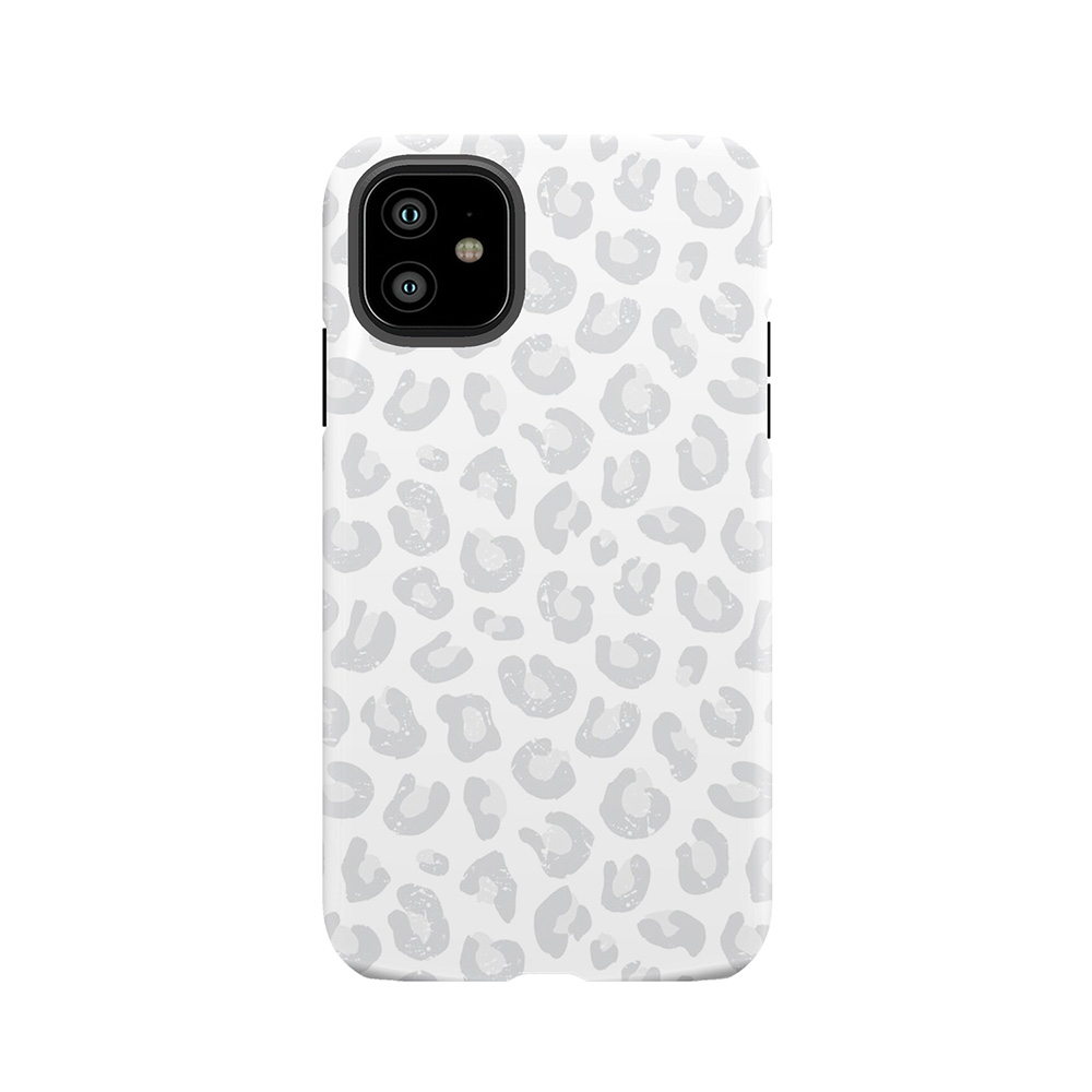 Leopard Print - Silver Gray And White Tough Phone Case