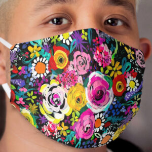 Les Fleurs Vibrant Floral Painting Print Cloth Face Mask