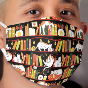 Library cats - autumn colour version Cloth Face Mask