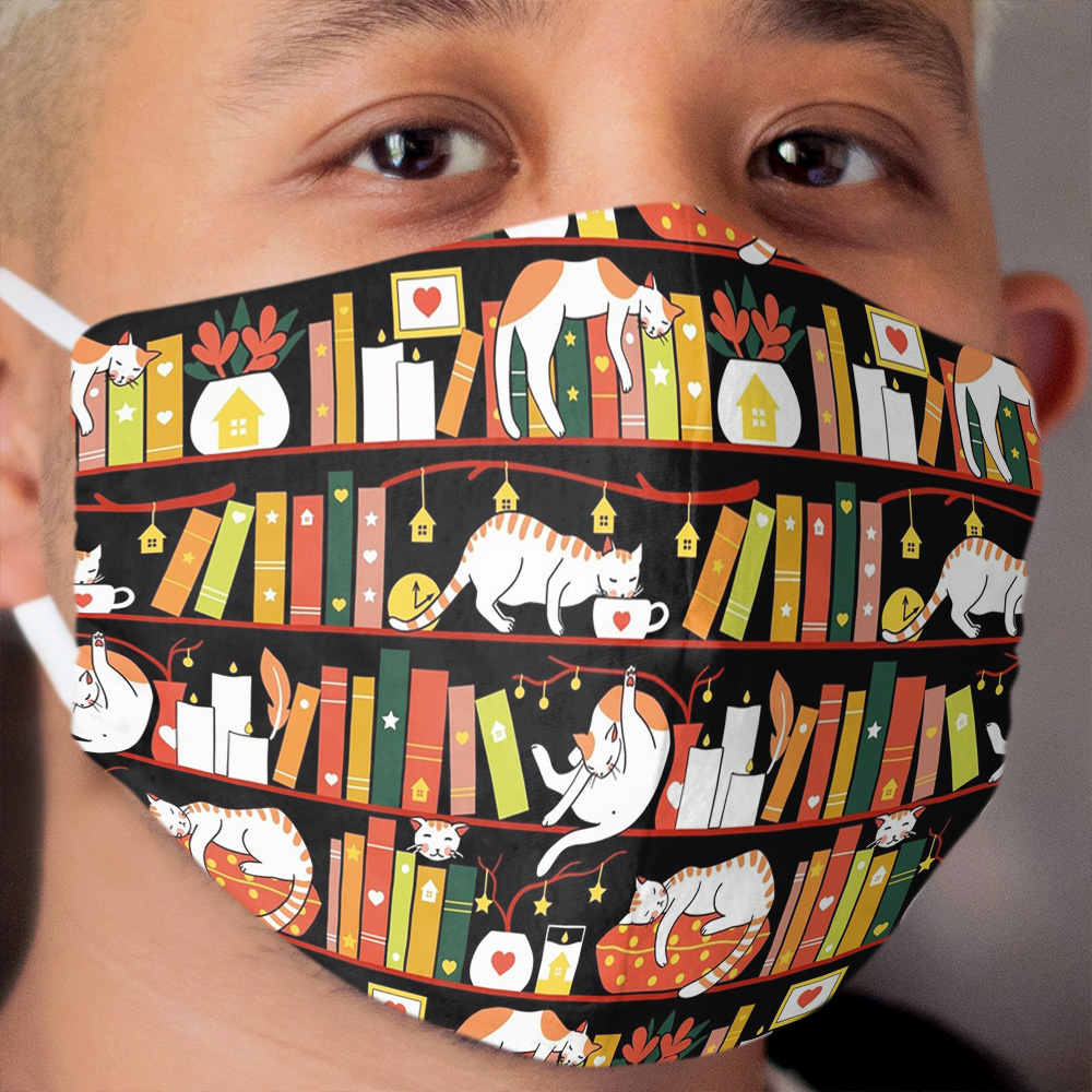 Library cats - autumn colour version Cloth Face Mask