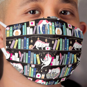 Library cats - winter colour version Cloth Face Mask