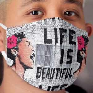 Life is Beautiful wall mural Banksy street graffiti art Cloth Face Mask