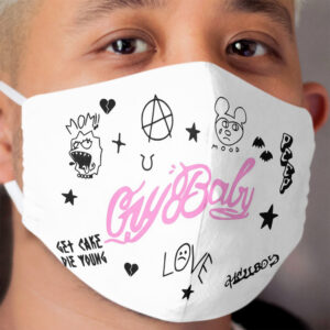 Lil Peep Tattoo Cloth Face Mask White Cloth Face Mask