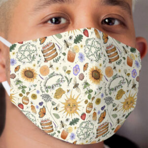 Litha Pattern- Cream Cloth Face Mask