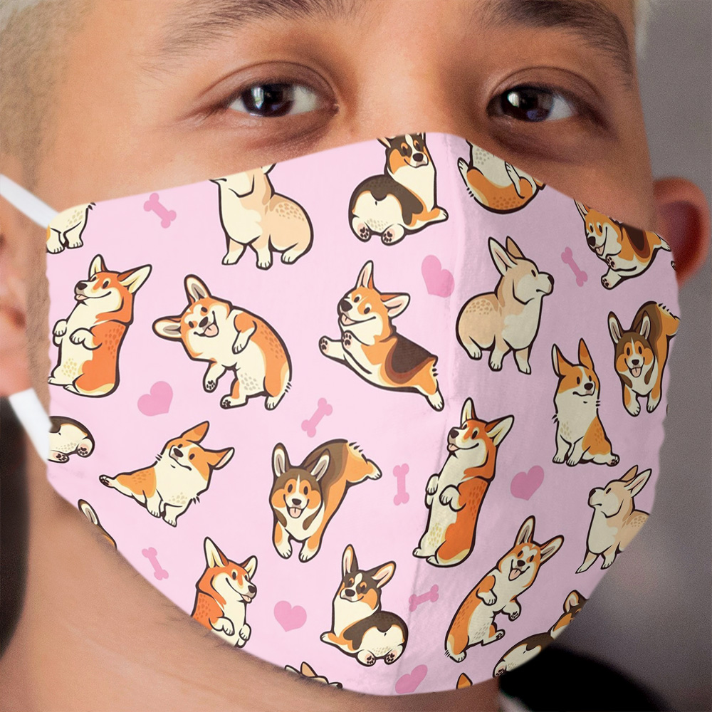 Lovey corgis in pink Cloth Face Mask