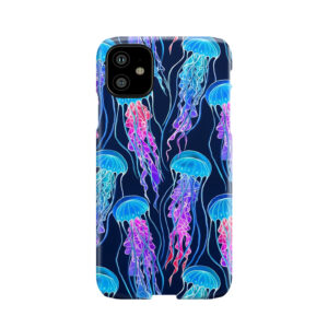 Luminescent Rainbow Jellyfish On Navy Blue Phone Case