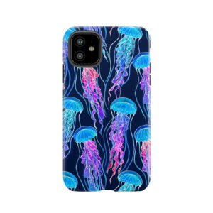 Luminescent Rainbow Jellyfish On Navy Blue Tough Phone Case