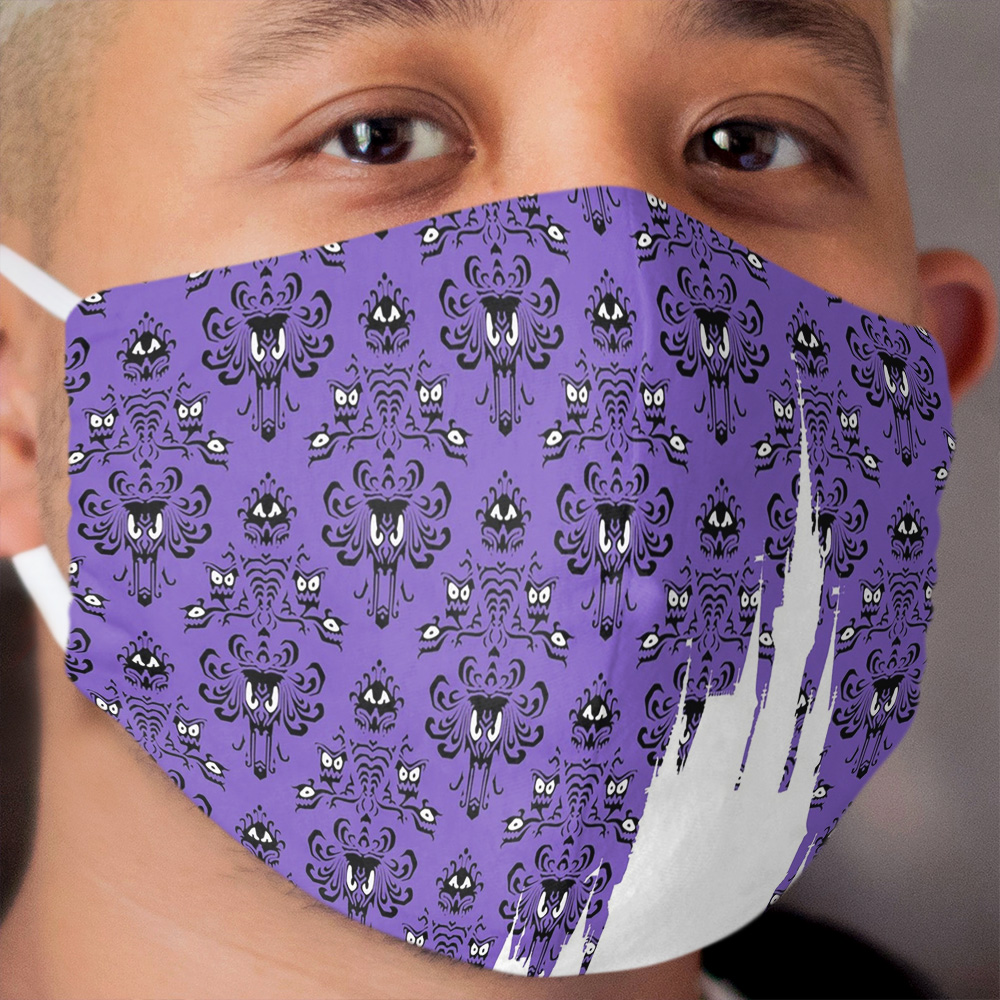 Magic Castle Silhouette Haunted Mansion Wallpaper Cloth Face Mask