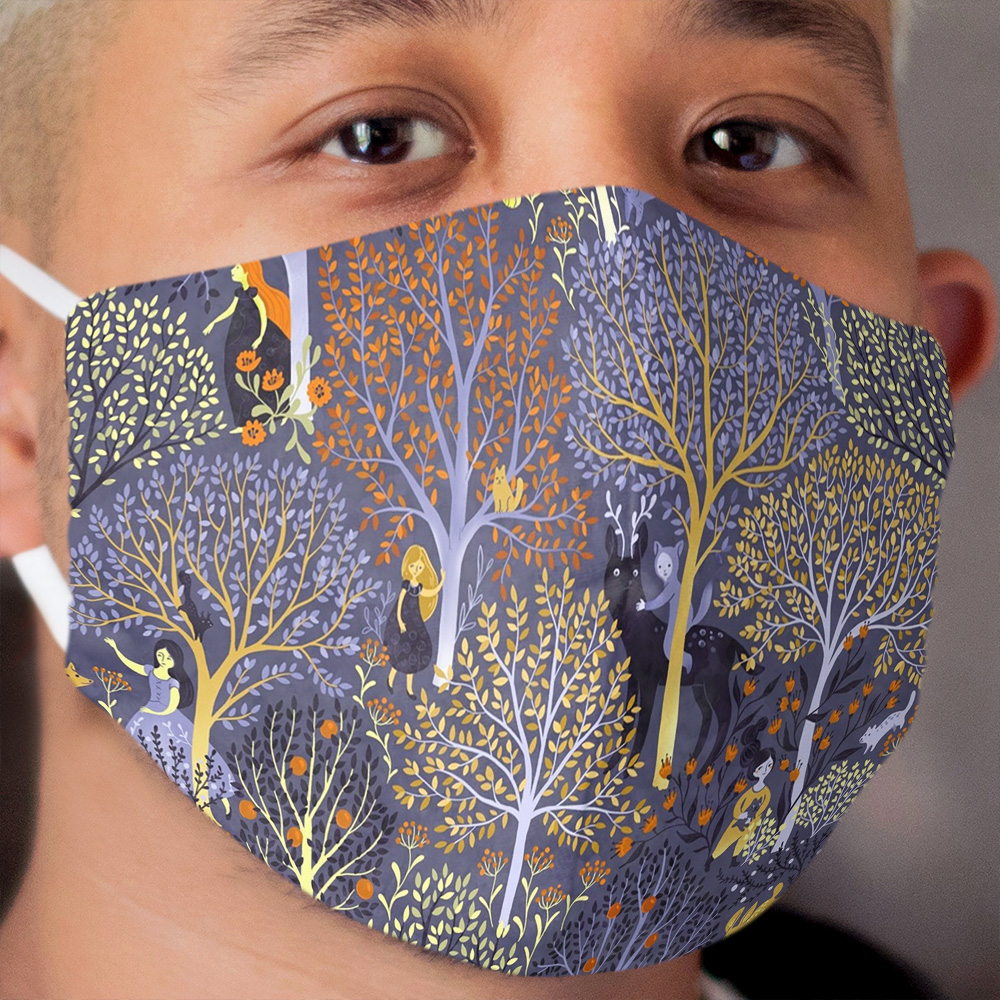 Magical Forest in blue Cloth Face Mask