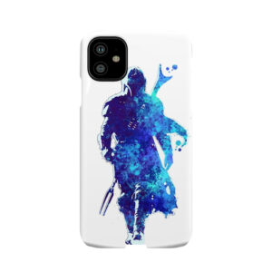Mando Silhouette Blue Paint Spatter Phone Case