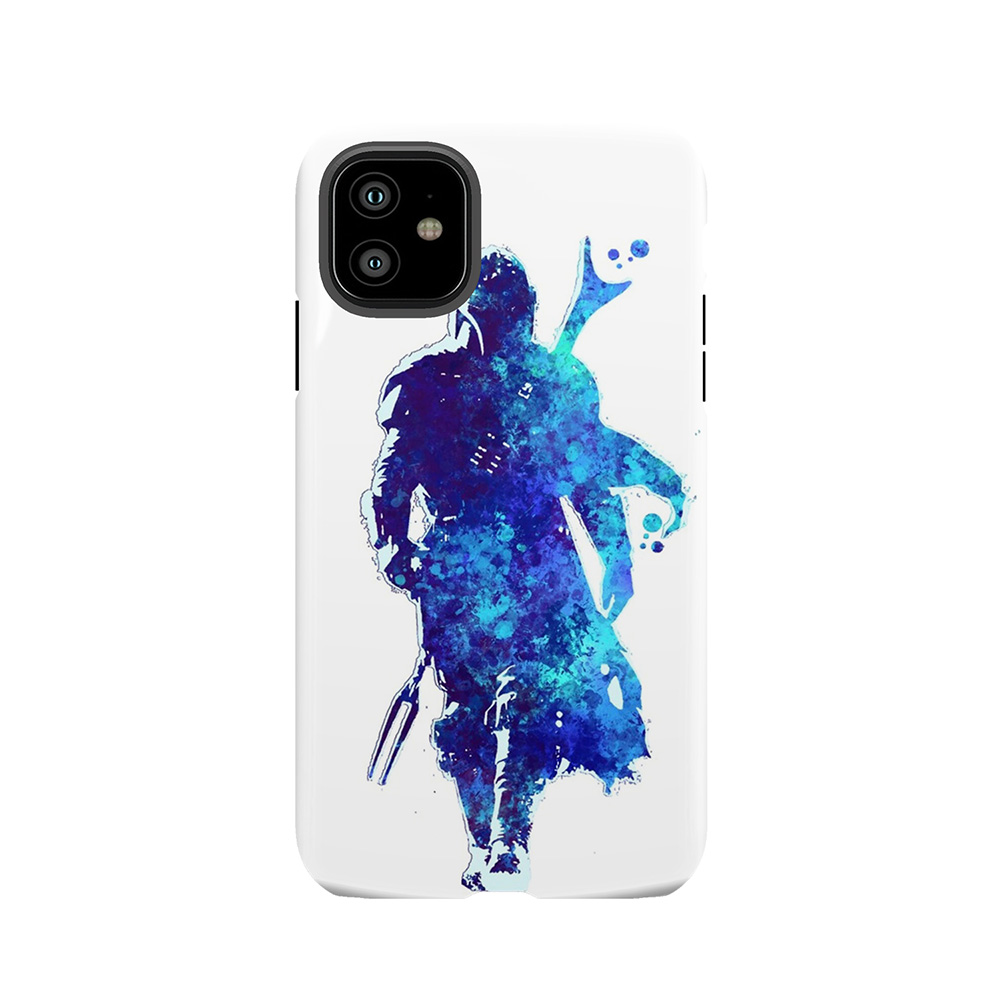 Mando Silhouette Blue Paint Spatter Tough Phone Case