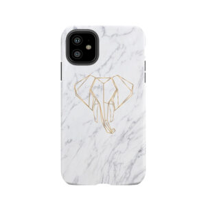 Marble Gold Origami Elephant Tough Phone Case
