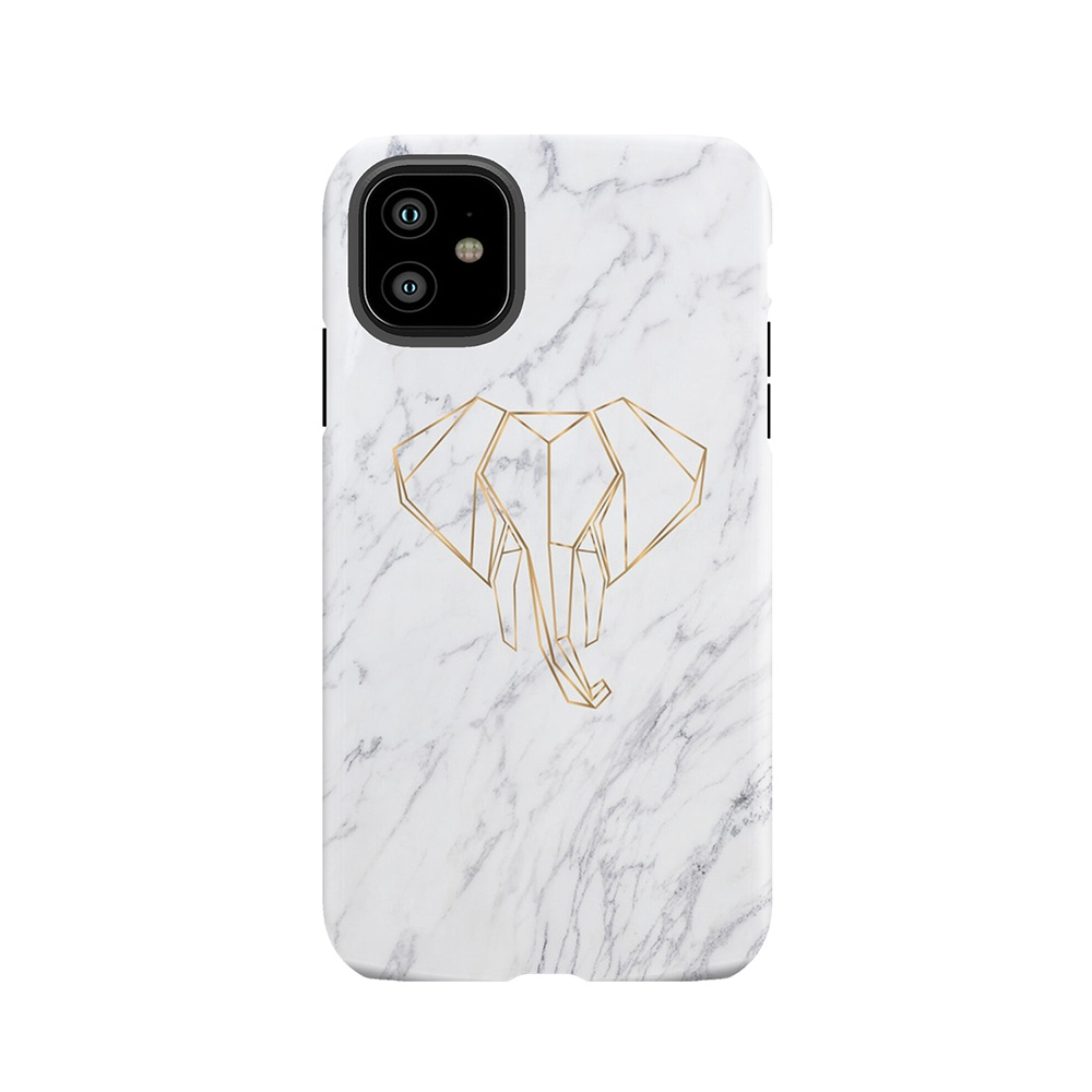 Marble Gold Origami Elephant Tough Phone Case