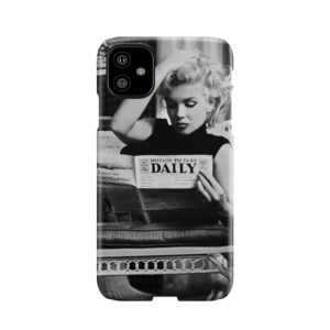 Marilyn Monroe Reading Newspaper. Retro Black And White Photograph Phone Case