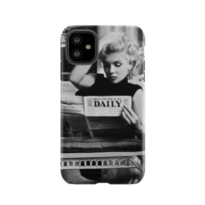 Marilyn Monroe Reading Newspaper. Retro Black And White Photograph Tough Phone Case
