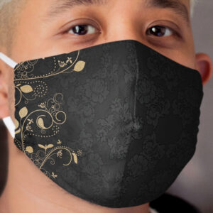 Mask Flower Black Gold Cloth Face Mask