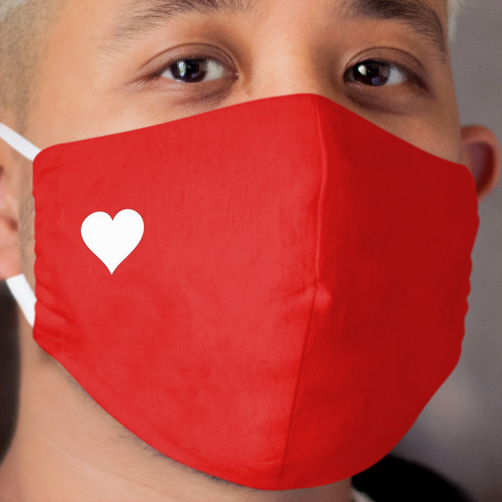 Mask heart red and white Cloth Face Mask