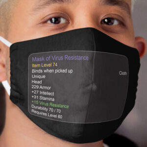 Mask of Virus Resistance WoW Edition Cloth Face Mask