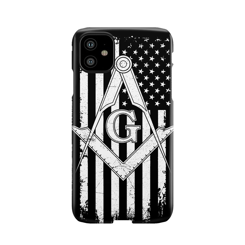 Masonic American Flag Square And Compass - Freemason Phone Case
