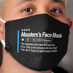 Master's Cloth Face Mask Gamer Cloth Face Mask