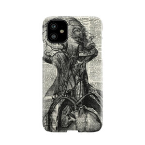 Medical Human Anatomy Illustration Over Old Book Page Phone Case