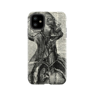 Medical Human Anatomy Illustration Over Old Book Page Tough Phone Case