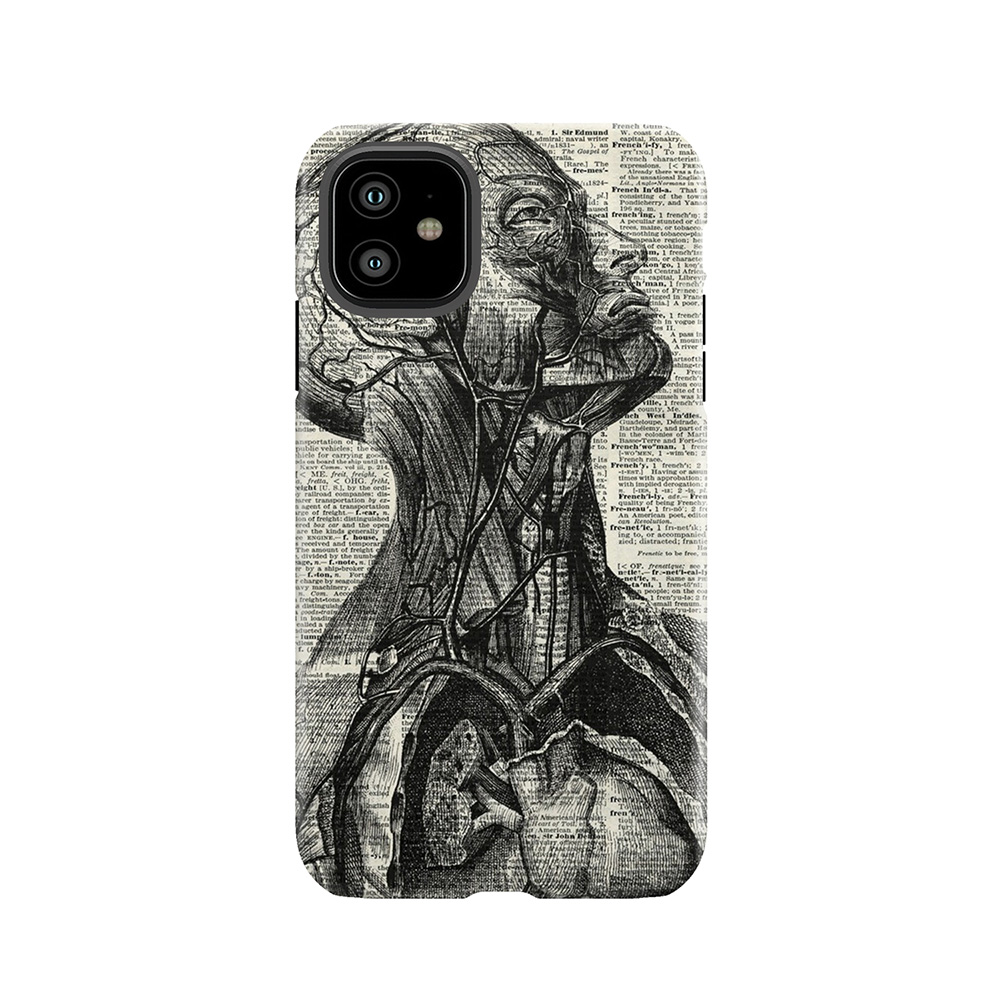 Medical Human Anatomy Illustration Over Old Book Page Tough Phone Case