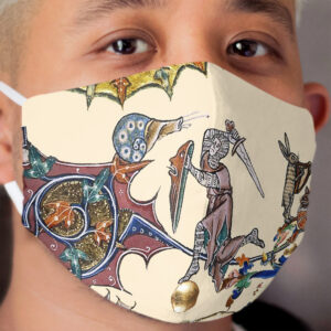 MEDIEVAL KNIGHT FIGHTING SNAIL,DRAGON AND LION Cloth Face Mask