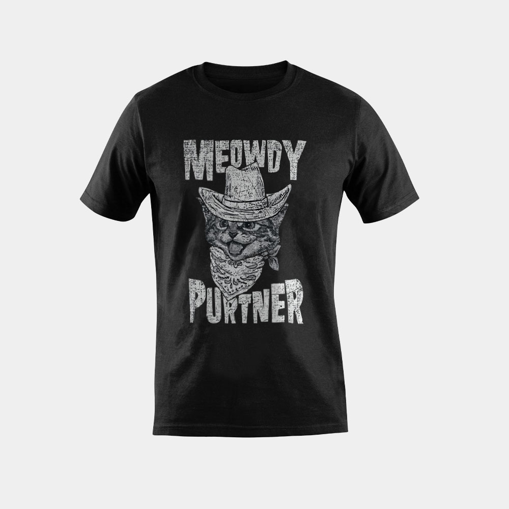Meowdy Purtner Vintage Cowboy Gift Funny Cat Lover Gift T-Shirt