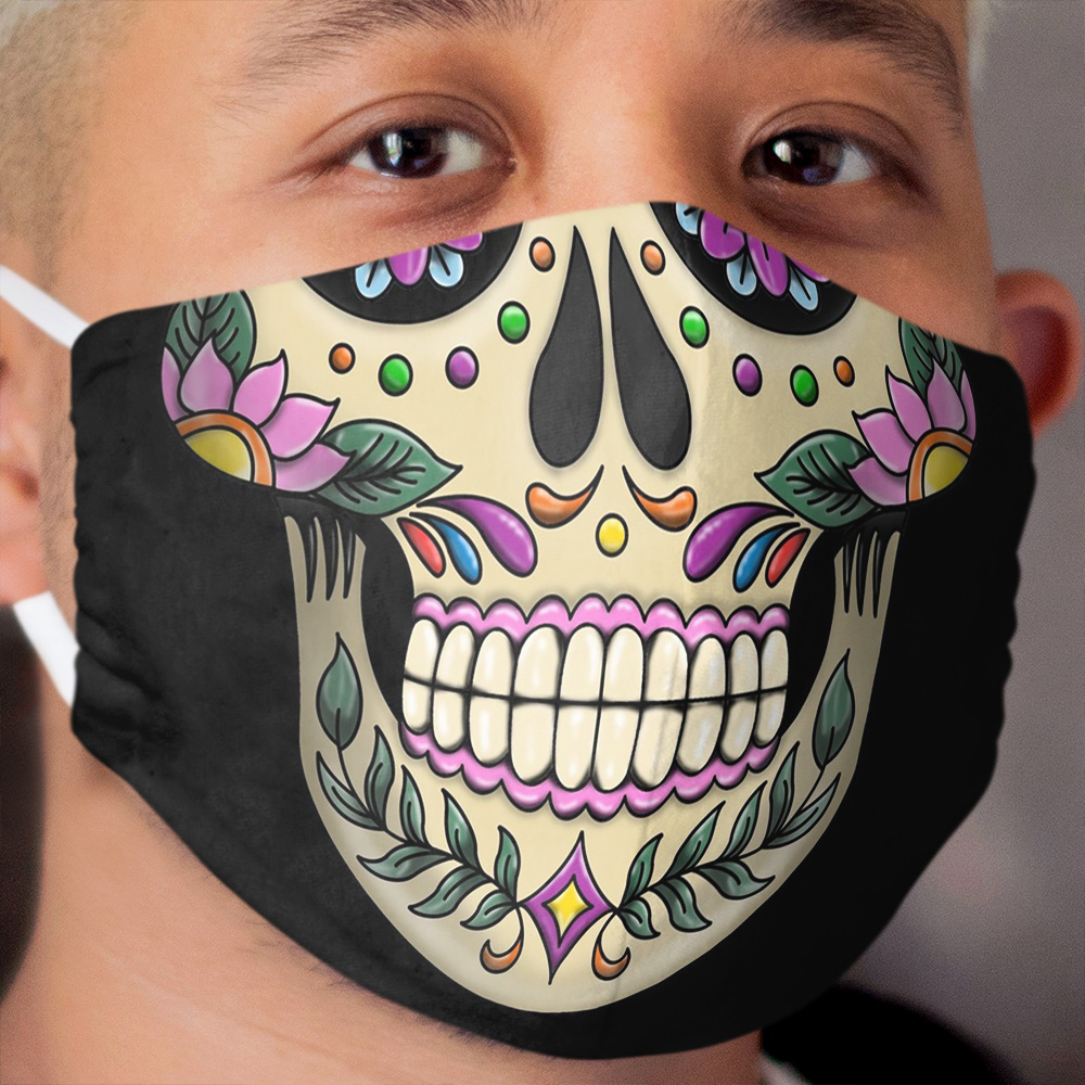 Mexican Skull Cloth Face Mask | Reusable Printed Catrina Cloth Face Mask | Day of The Dead Cloth Face Mask