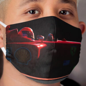 Michael Schumacher racing in the 2001 US Grand Prix Cloth Face Mask