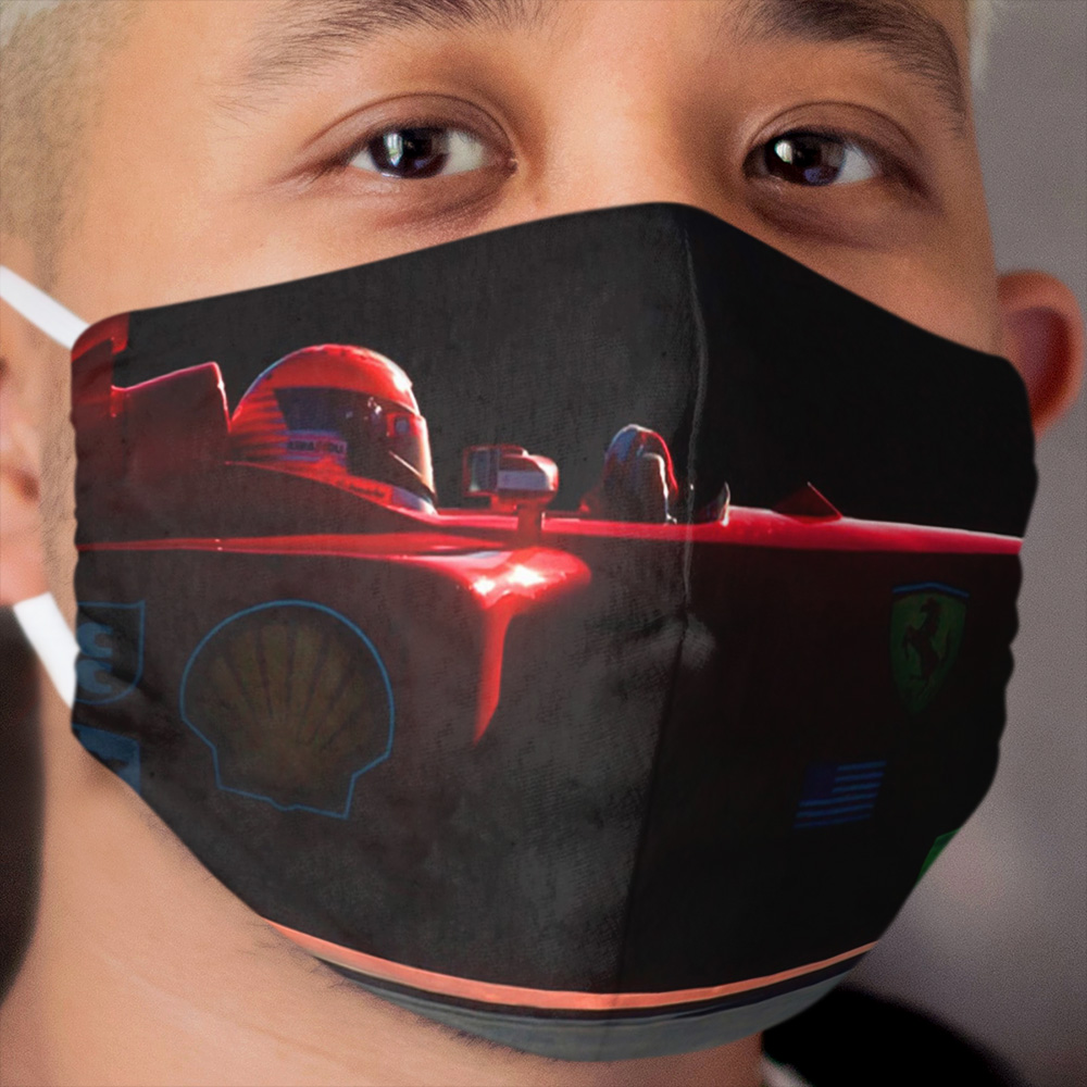 Michael Schumacher racing in the 2001 US Grand Prix Cloth Face Mask