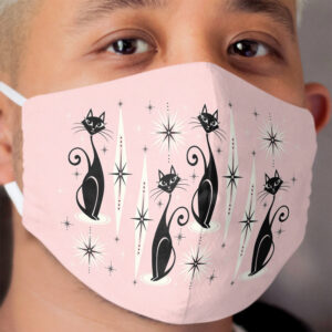 Mid Century Meow Retro Atomic Cats LG ©studioxtine Cloth Face Mask