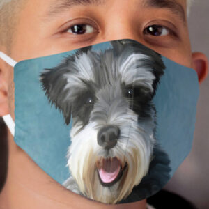 Miniature Schnauzer Dog Water Color Art Painting Cloth Face Mask