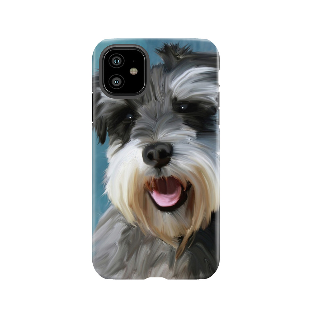 Miniature Schnauzer Dog Water Color Art Painting Tough Phone Case