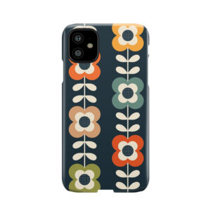 Mod Flowers In Retro Colors On Charcoal Phone Case