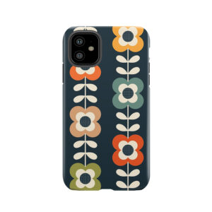 Mod Flowers In Retro Colors On Charcoal Tough Phone Case
