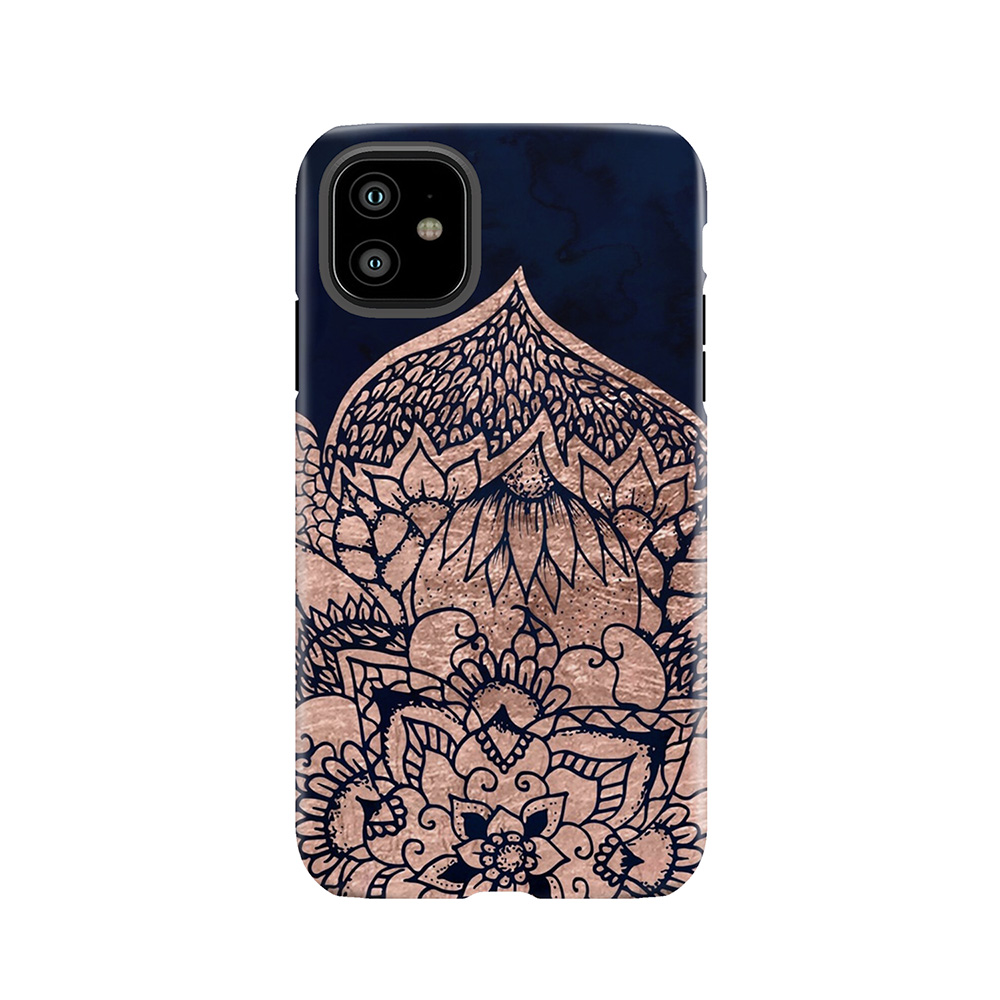 Modern Boho Rose Gold Floral Mandala Watercolor Tough Phone Case