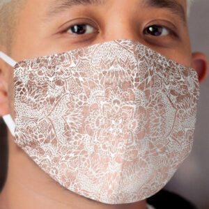 Modern faux rose gold floral mandala hand drawn Cloth Face Mask