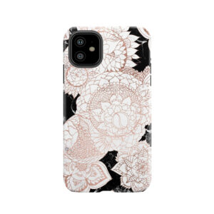 Modern Rose Gold Floral Mandala Chic Marble Tough Phone Case