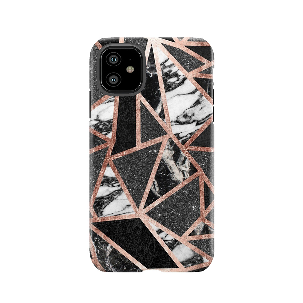 Modern Rose Gold Glitter Marble Geometric Triangle Tough Phone Case