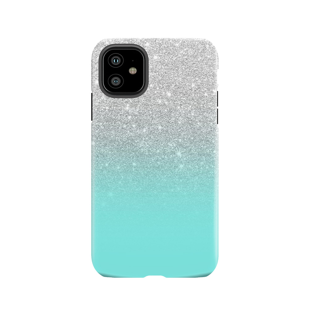 Modern Silver Glitter Ombre Teal Ocean Tough Phone Case