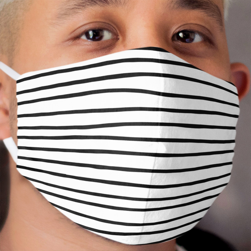Modern simple trendy black white striped pattern Cloth Face Mask