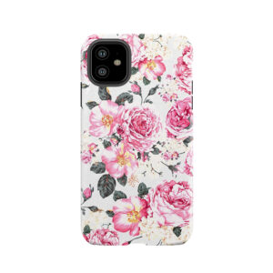 Modern Vintage Pink Black Roses Floral Pattern Tough Phone Case