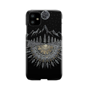 Moon And Stars Night Sky Mountain Range Arrow Mandala Phone Case